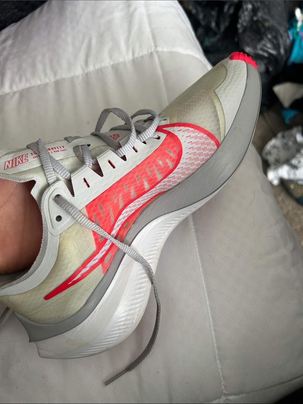 Nike Running Shoe - Light Gray with Neon Pink Swoosh
